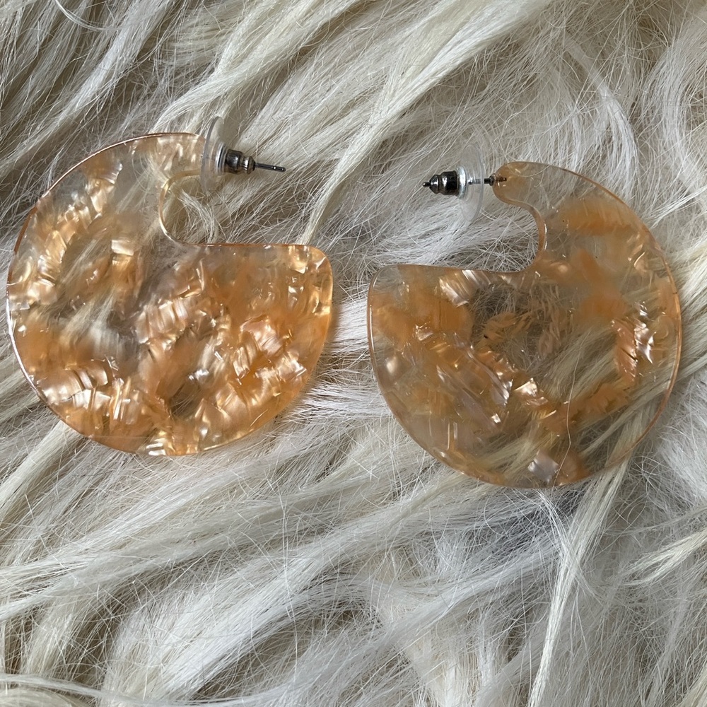 Red Sky Resin/Acrylic Statement Earrings - Picture 4 of 4